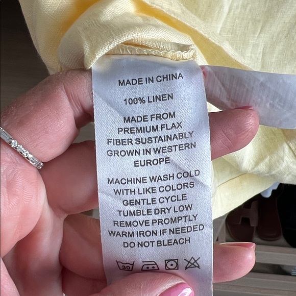 Quince Light Yellow 100% Linen Tank Top size L - Picture 4 of 4